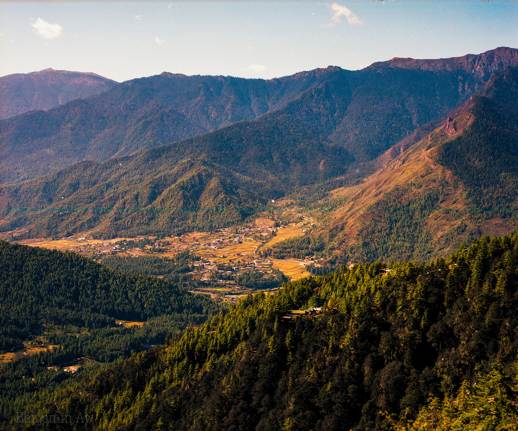 Mountains and valleys of Bhutan in 2017. 